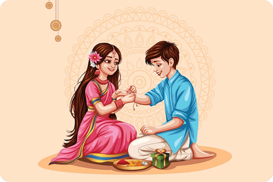 Decorative rakhi and sweets plate prepared for Rakshabandhan Festival celebrations at home