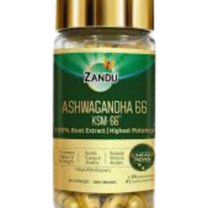 Fresh Ashwagandha roots and powder on a wooden table